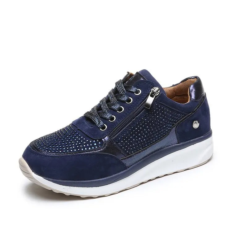 Crystal Women's Sneakers with Zip and Platform Sole
