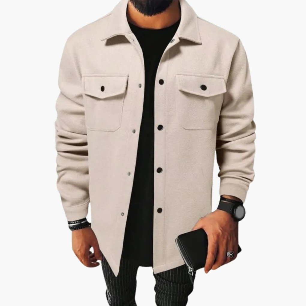 Men's Shirt Jacket with Button Closure