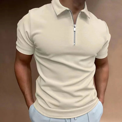 Polo elegante con cuello de cremallera para hombre