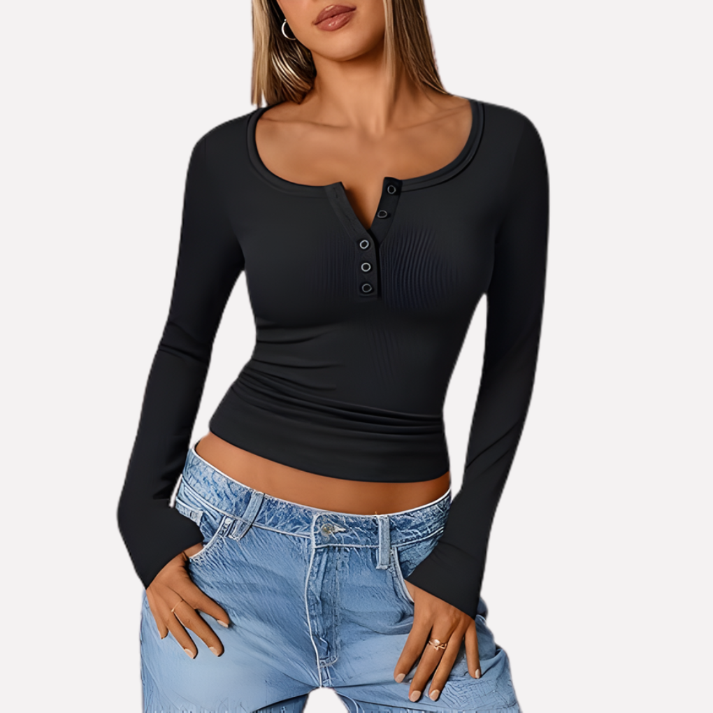 Maglia Henley da donna a maniche lunghe