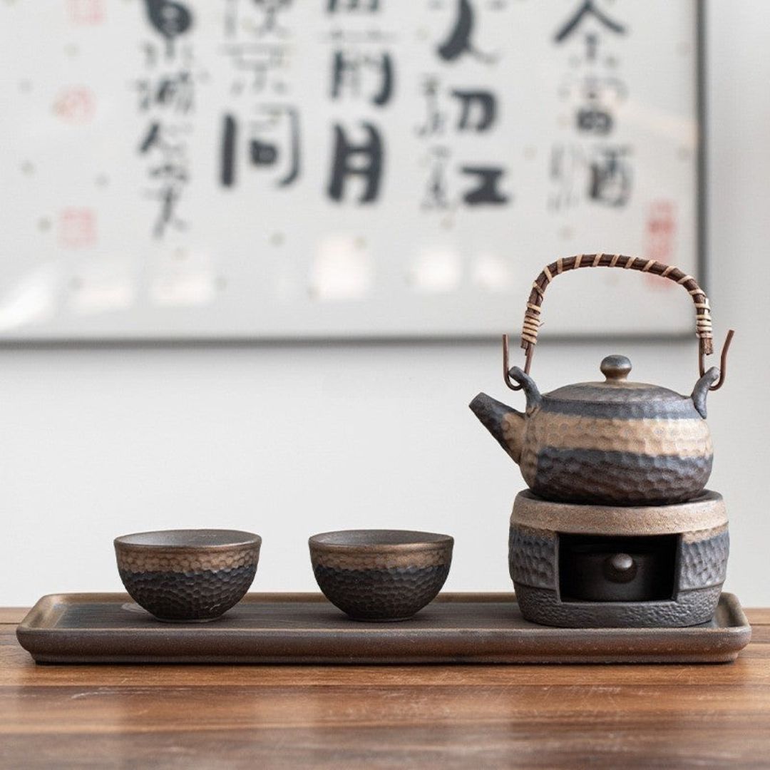 Japanese Ceramic Tea Set with Warmer for Tranquility and Elegance