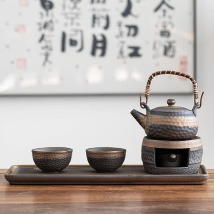 Japanese Ceramic Tea Set with Warmer for Tranquility and Elegance