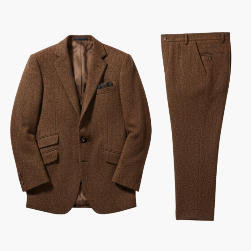 Men's Formal Suit Set with Jacket and Waistcoat