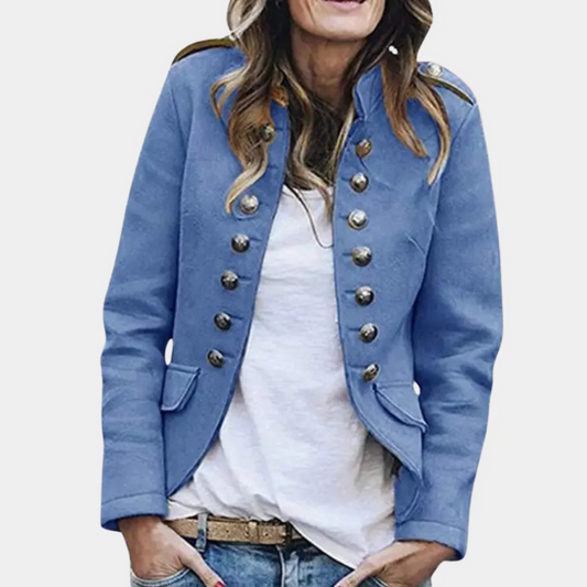 Abrigo de lana cruzado con estilo vintage y corte ajustado