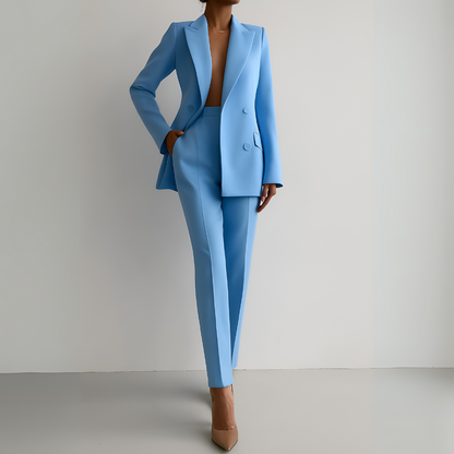 Set aus einem eleganten Blazer und einer hochtaillierten Hose für Damen