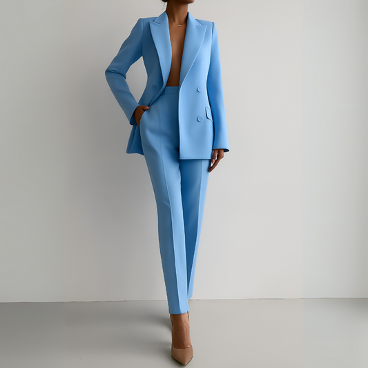Set format dintr-un sacou elegant și pantaloni cu talie înaltă pentru femei