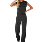Ladies Comfortable Set with Sleeveless Top and Wide Trousers