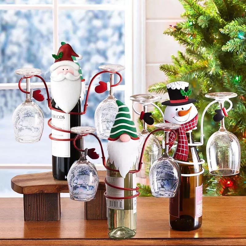 Festive Cheers Wine Glass Holder – Santa & Snowman Design for Festive Tables