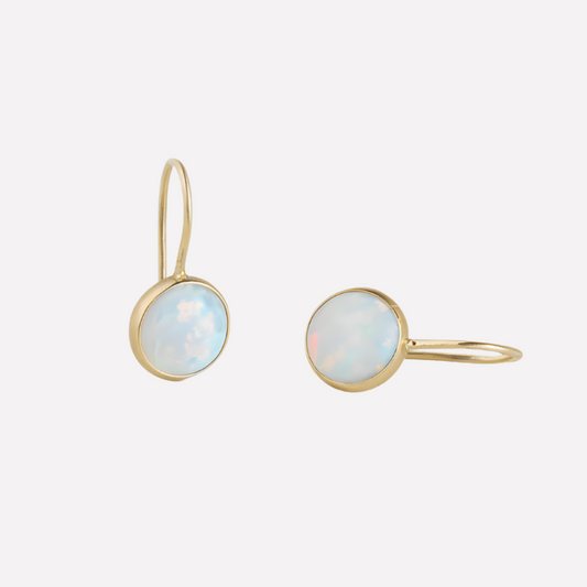 Pendientes de mujer con dijes y ópalo blanco
