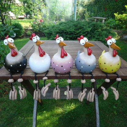 Decorazione da giardino a forma di galline giocose - Allegri accessori da esterno