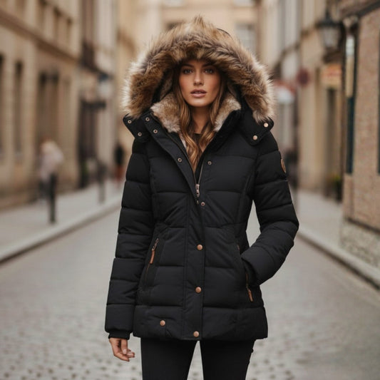 Chaqueta acolchada con capucha para mujer