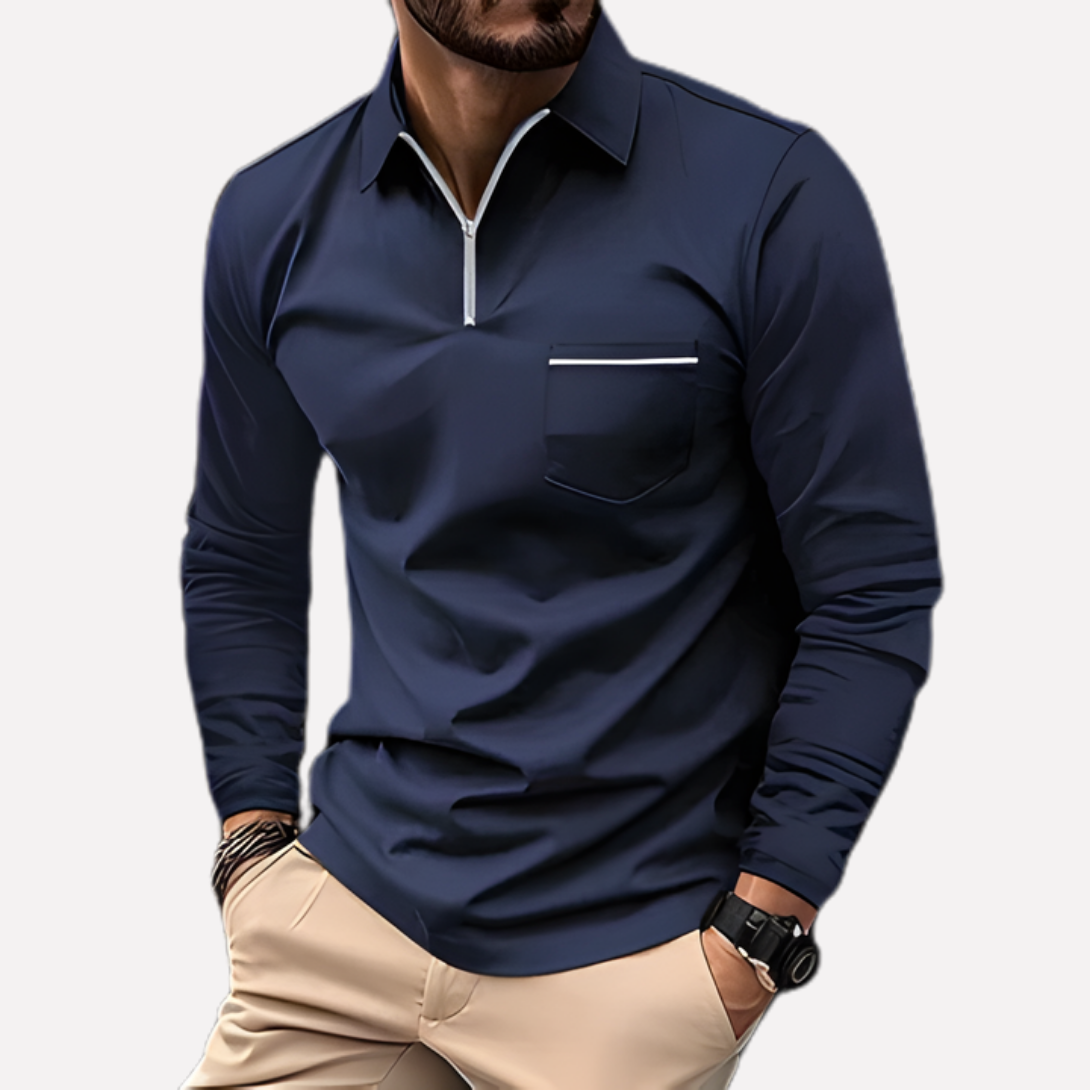 Hugo Long Sleeve Polo Shirt for Men with Chest Pocket