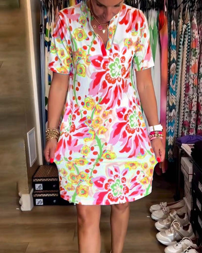 Dress with short sleeves and floral print - Rosalie