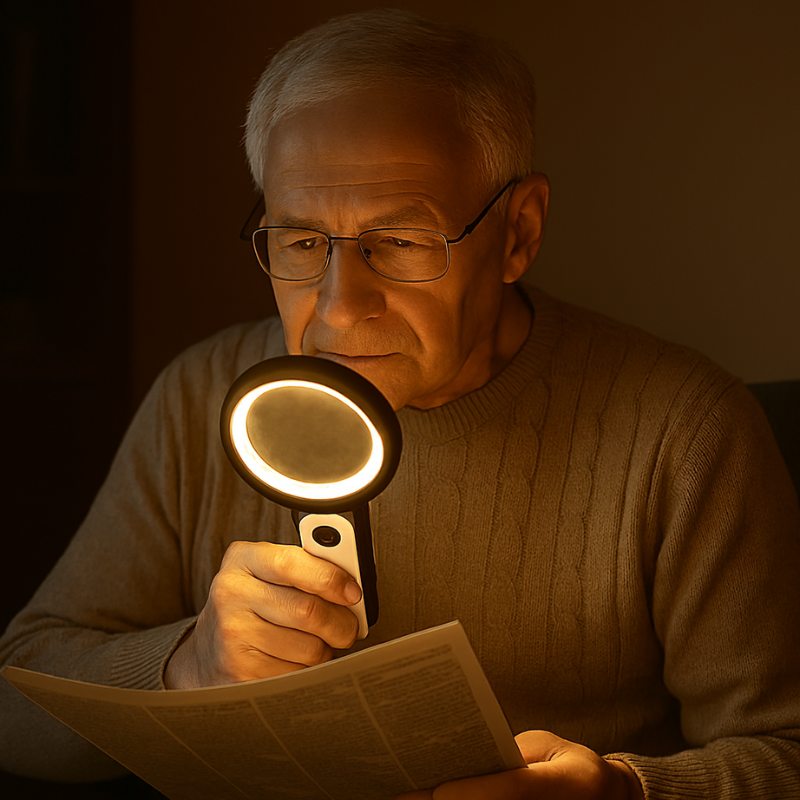 Magnifying Glass with LED Lighting and Adjustable Light Levels for Clear Reading