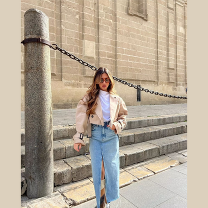 Stylish Ladies Short Trench Coat for Casual Look