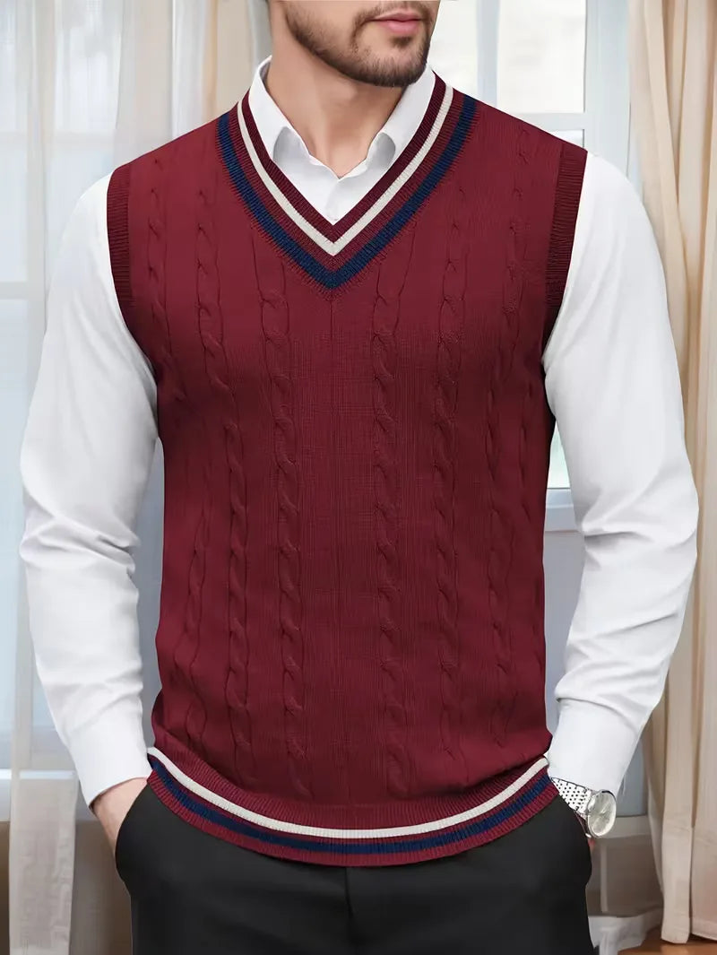 Gilet sans manches en tricot avec col en V