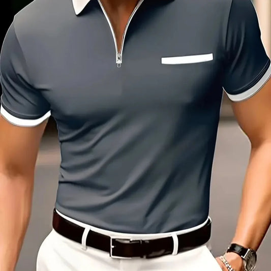 Camiseta de golf transpirable para hombre con cuello en V