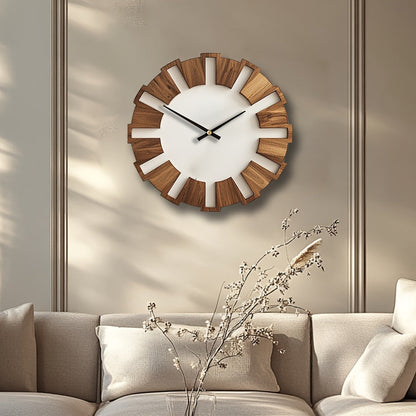 Reloj de pared rústico de madera con mecanismo silencioso – Diseño atemporal para la sala de estar, la oficina y el dormitorio