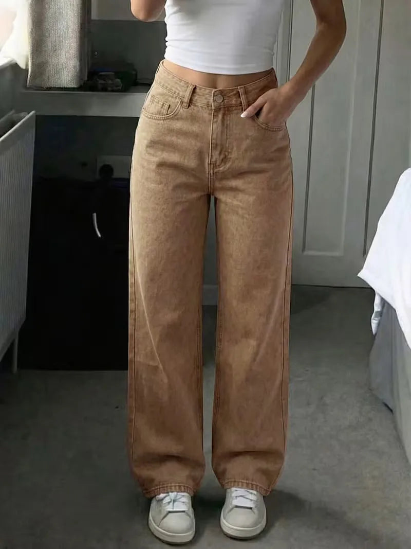 Jean droit taille mi-haute