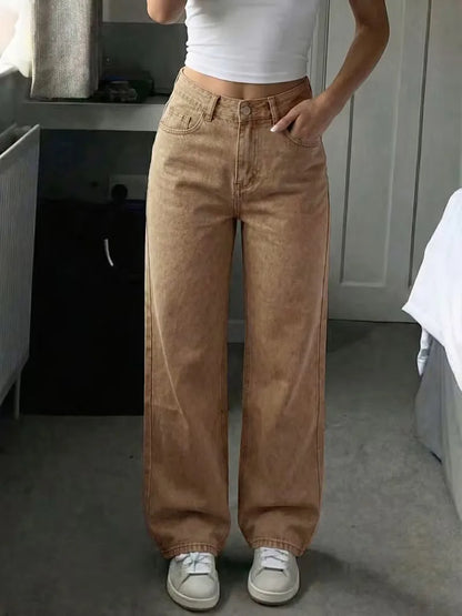Jean droit taille mi-haute