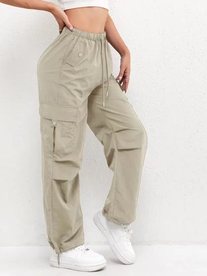 High-Waisted Cargo Trousers