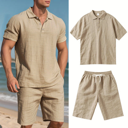 Leinen-Polohemd und Shorts für Herren – Bequem und lässig an warmen Tagen