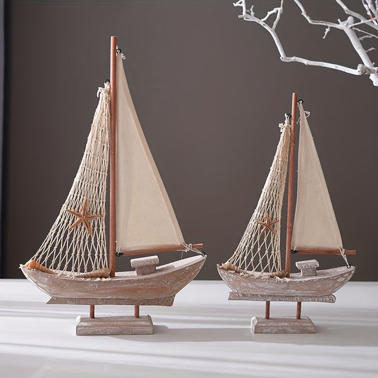 Vintage Wooden Sailing Boat – Nautical Decoration for Living Room, Office or Bedroom