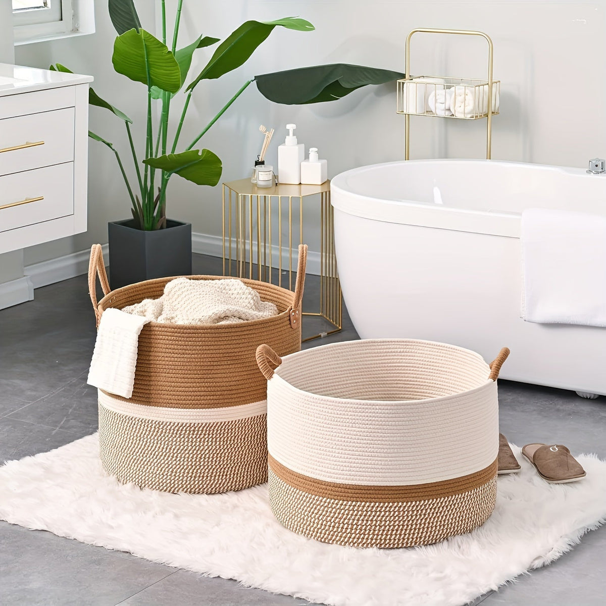 Cesta de almacenamiento de algodón estilo boho - Solución práctica y con estilo