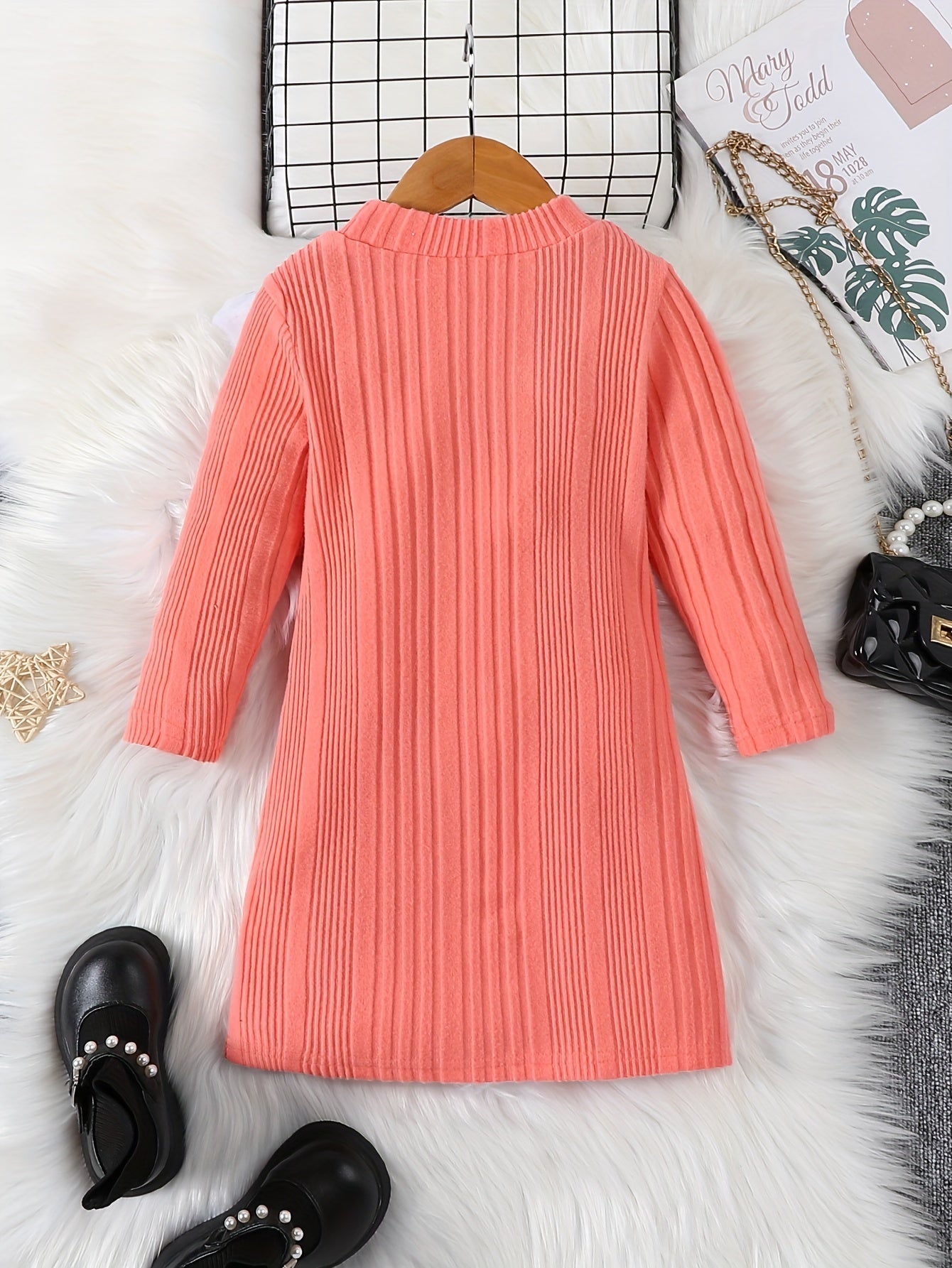 Girls' Long Casual Knitted Thermal Jumper with Round Neck for Winter - Jennida