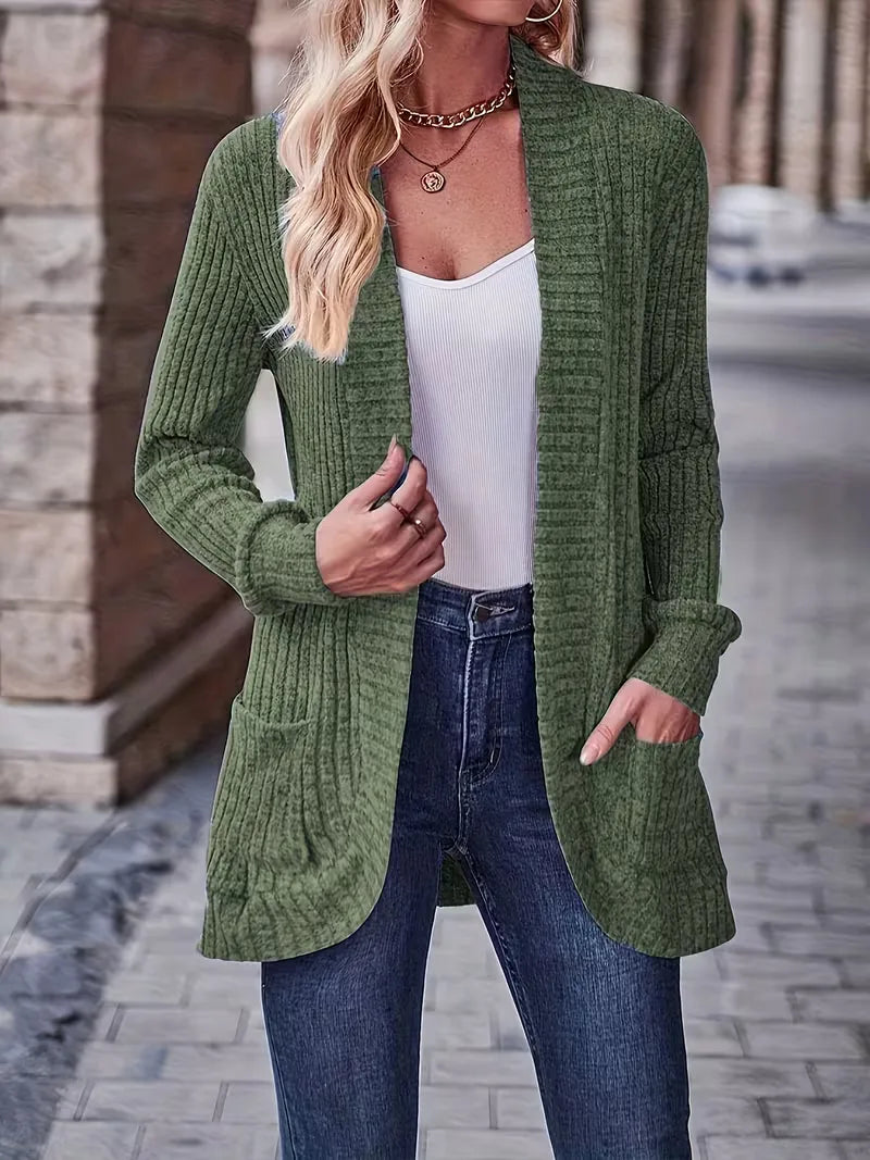 Open vest with ribbed texture