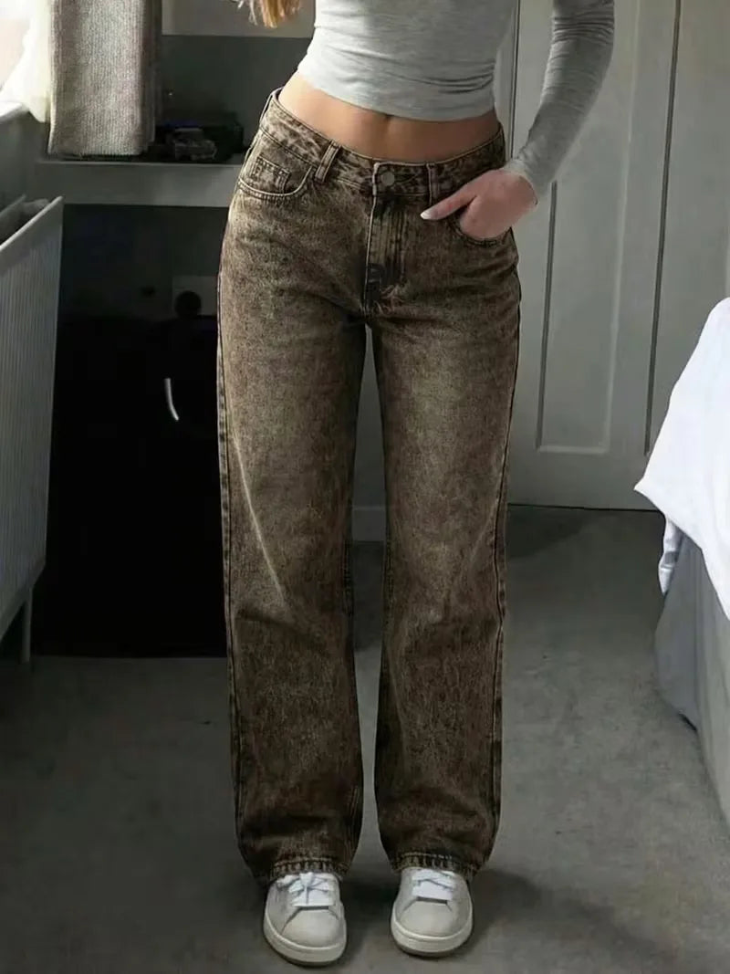 Jean droit taille mi-haute