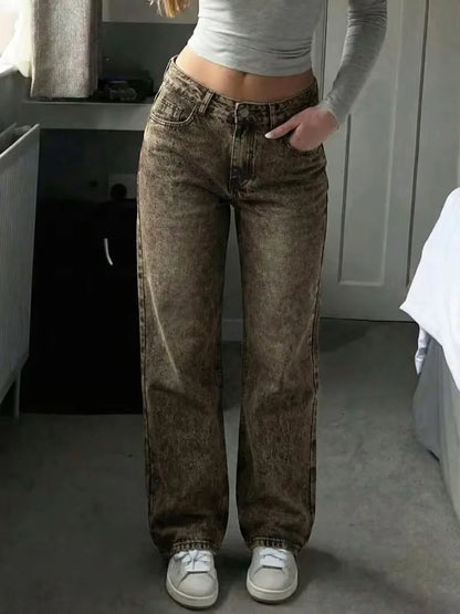 Jean droit taille mi-haute