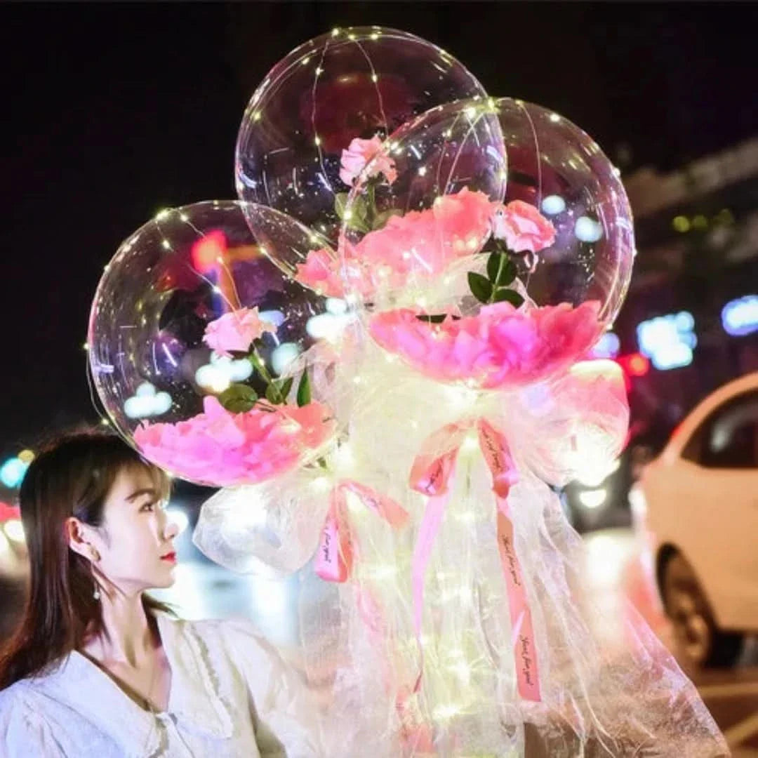 Rosa globo | Ramo de rosas con globos LED