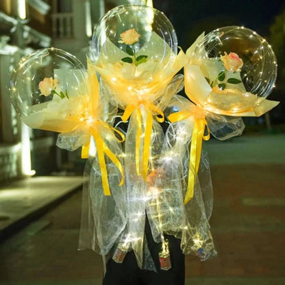 Rosa globo | Ramo de rosas con globos LED