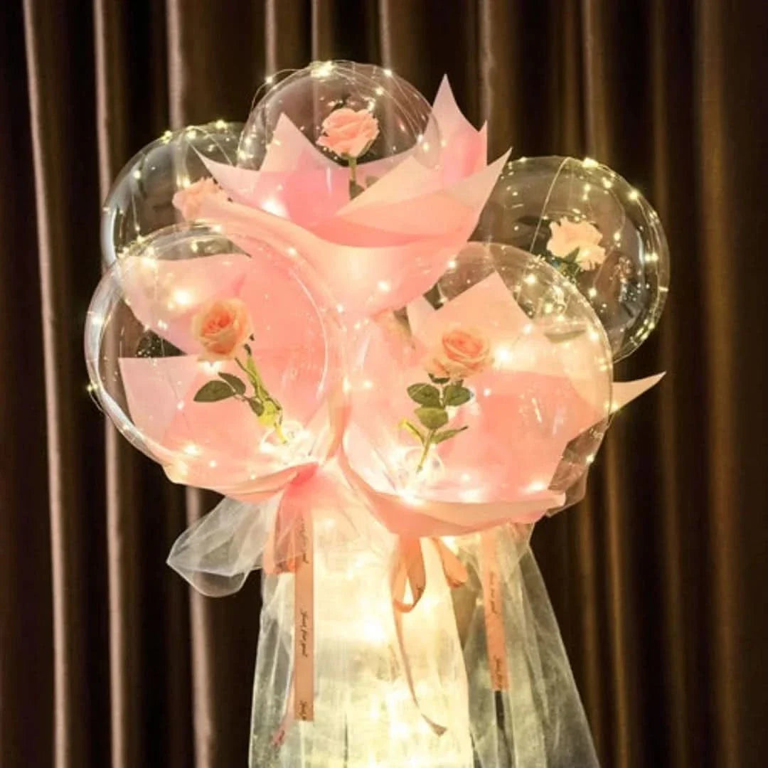 Rosa globo | Ramo de rosas con globos LED