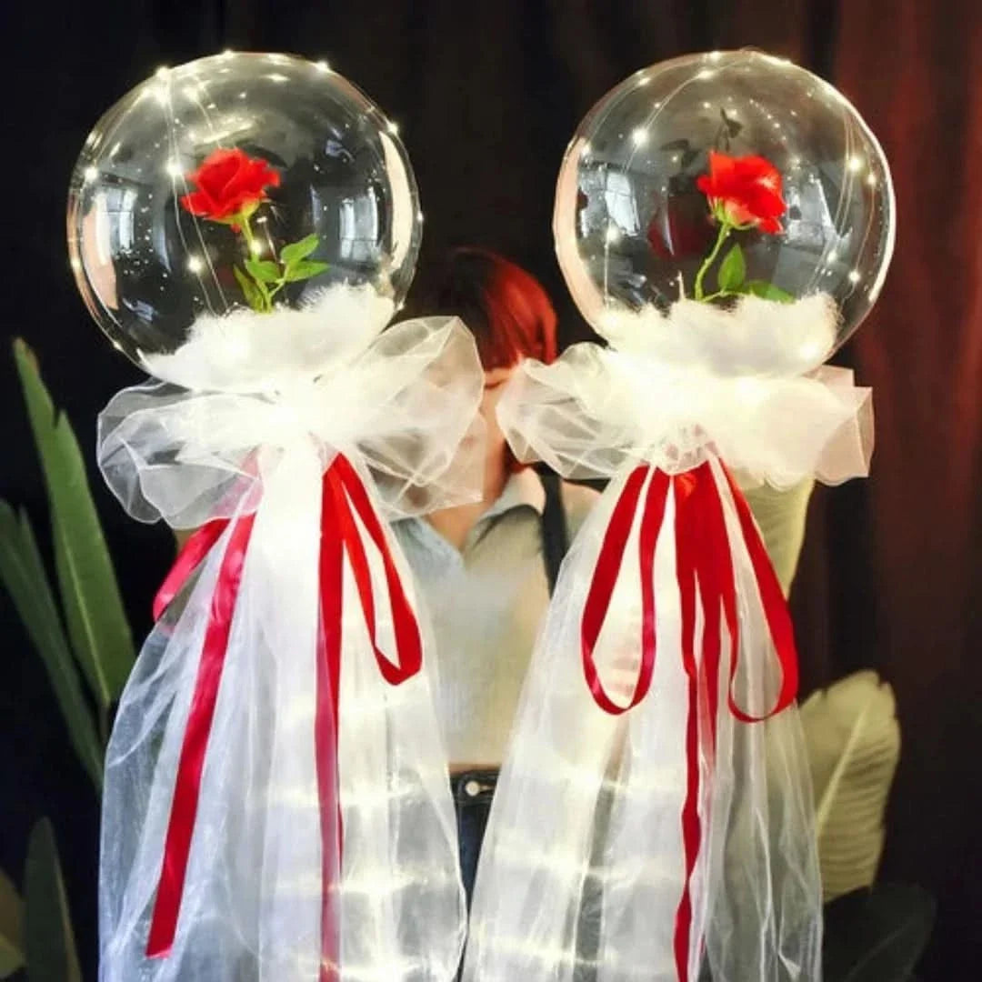 Rosa globo | Ramo de rosas con globos LED