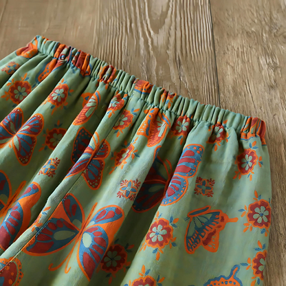 2-Piece Cotton Loungewear Set with Butterfly Print for Women