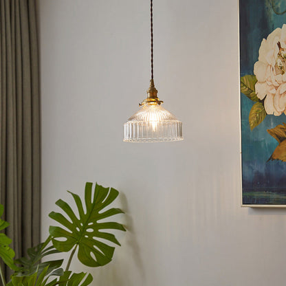 Rustieke hanglamp - industrieel ontwerp met geribbeld glas
