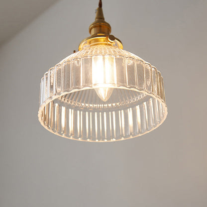 Rustieke hanglamp - industrieel ontwerp met geribbeld glas