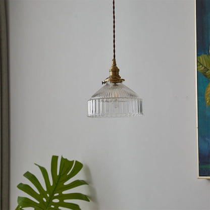 Rustieke hanglamp - industrieel ontwerp met geribbeld glas