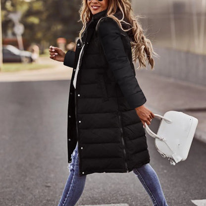 Women's Warm Padded Long Puffer Jacket with Hood