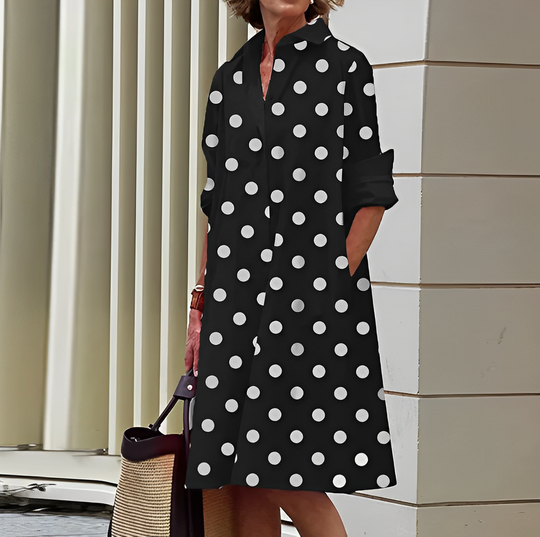 Midi dress with collar for women - Roella