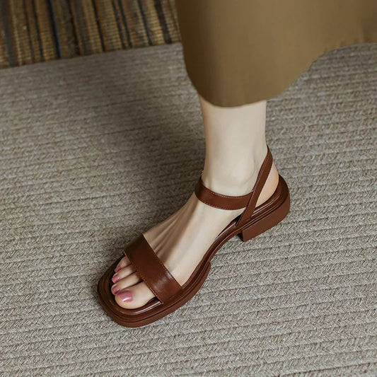 Sandalias Elegantes de Cuero para Mujer - Resistentes y Cómodas