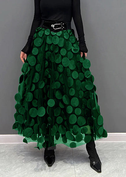 Elegant Festive Maxi Skirt with 3D Applications and Tulle