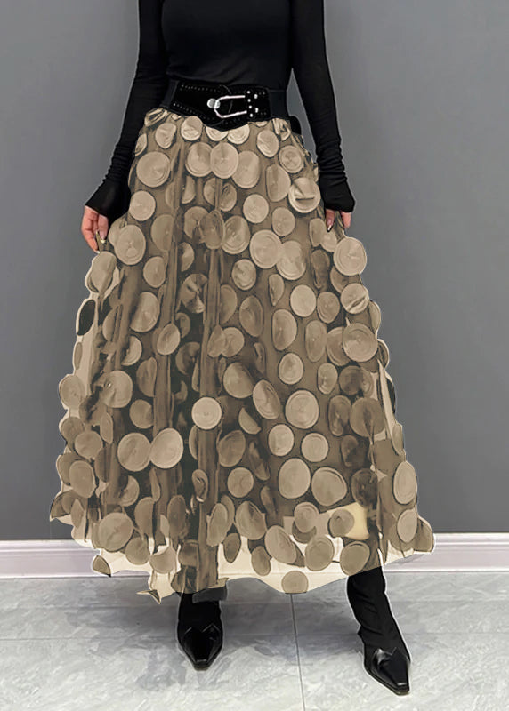 Elegant Festive Maxi Skirt with 3D Applications and Tulle