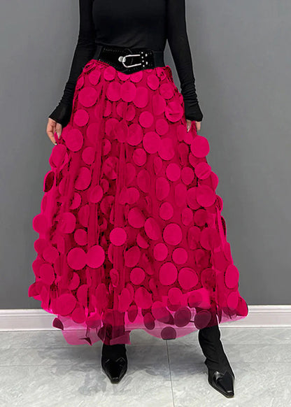 Elegant Festive Maxi Skirt with 3D Applications and Tulle