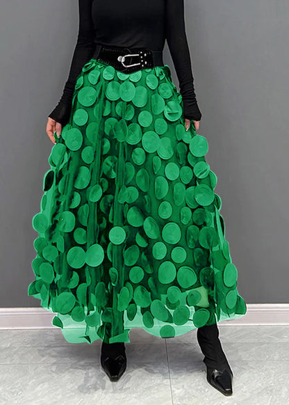 Elegant Festive Maxi Skirt with 3D Applications and Tulle
