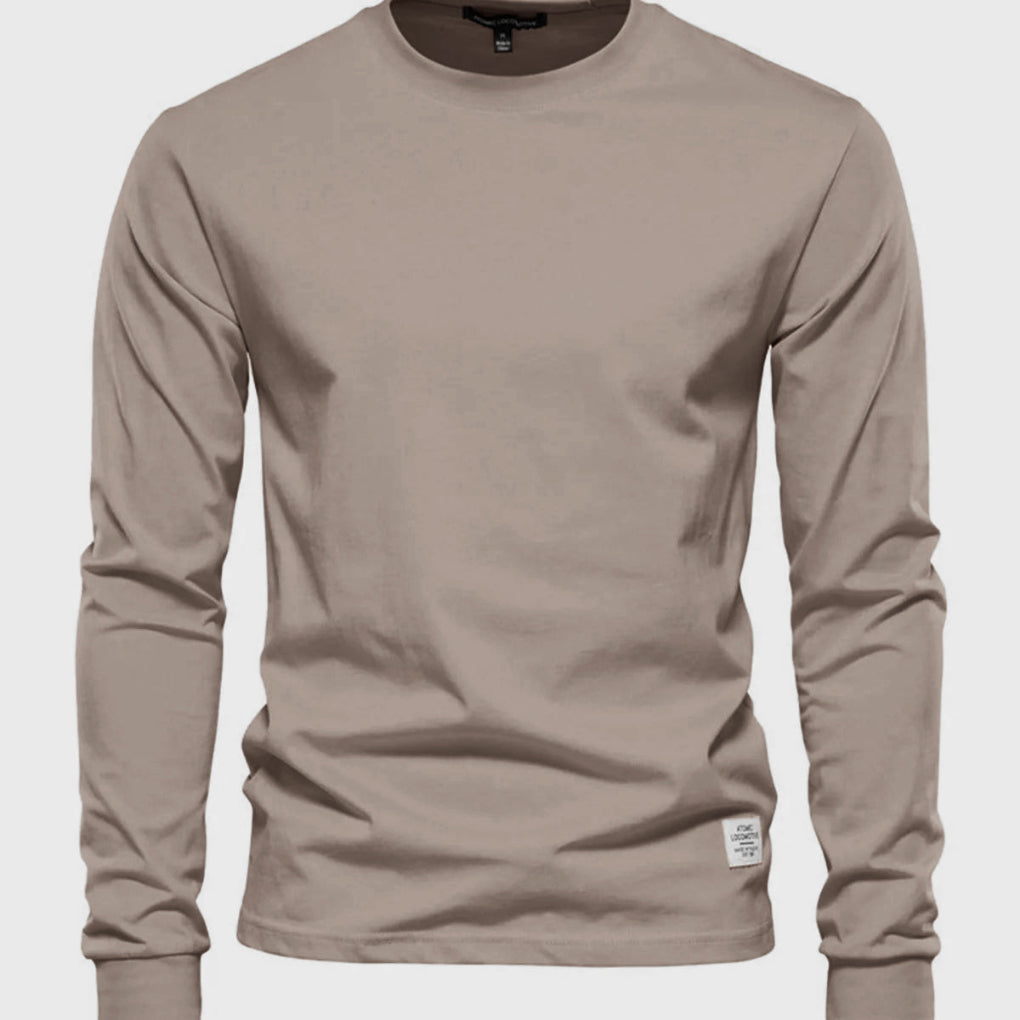 Men's Cotton Long Sleeve Shirt with Round Neck