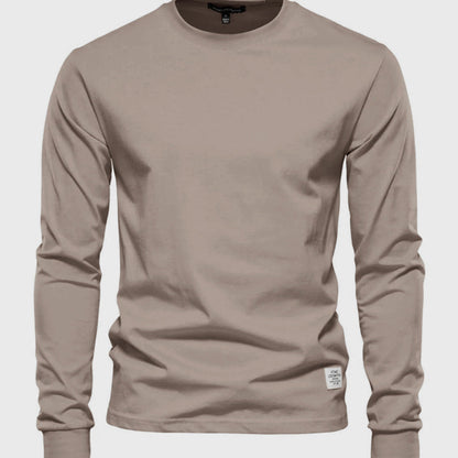 Men's Cotton Long Sleeve Shirt with Round Neck