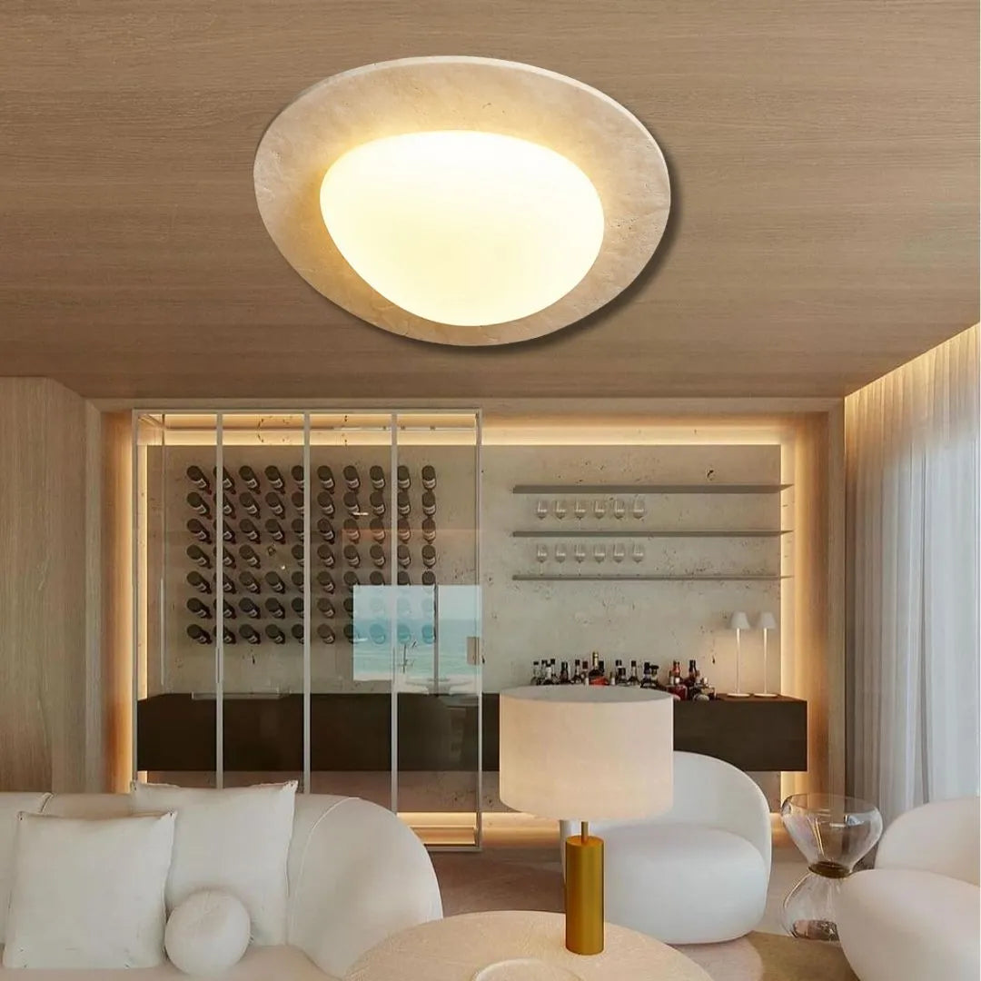 Nordic Ceiling Lamp in Cream Travertine